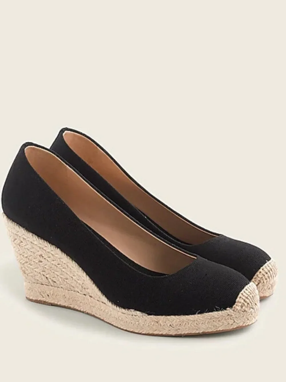 J.Crew Seville Espadrille Wedges in Black Canvas Size 7.5